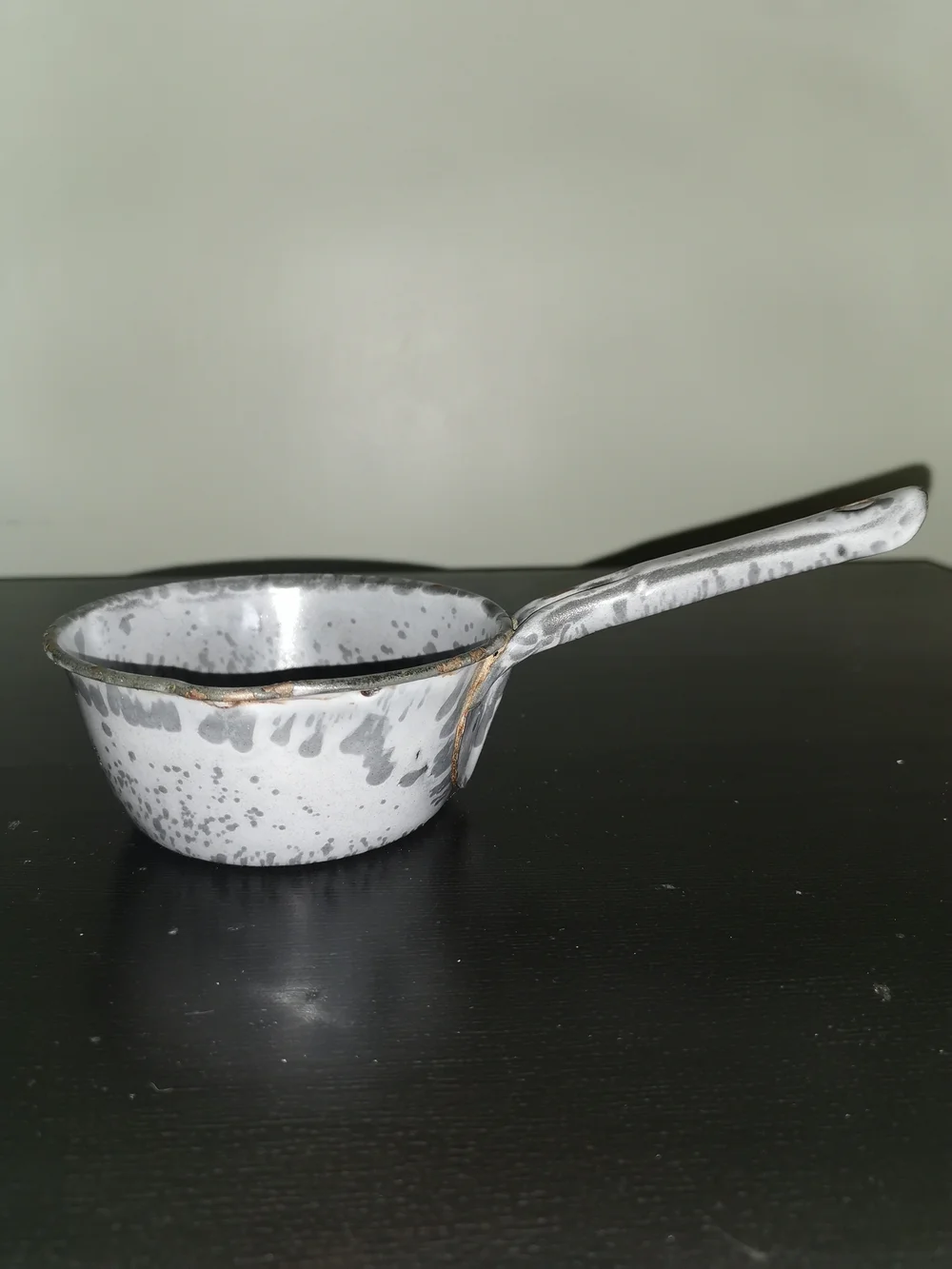 Antique Enamel Graniteware Blue Mottled Pan 8.5